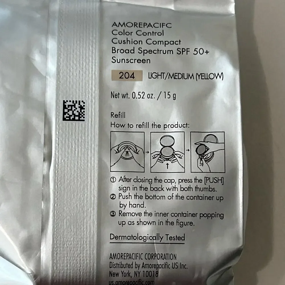 AmorePacific Color Control Cushion SHADE :204Light/Med Yellow Refill ONLY 2/26